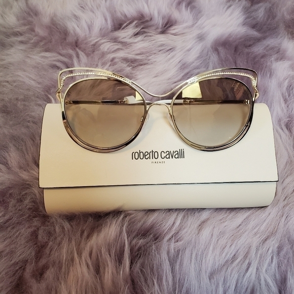 ?ROBERTO Cavalli Cat Eye Sunglasses Gold NWT main image 11